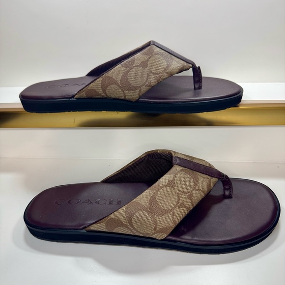 Coach Men’s Signature Canvas Flip Flop Sandals Size 10D G4921 New No Box/Tags - Picture 13 of 14